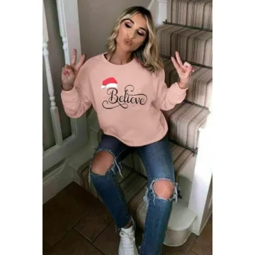 Funny Believe Women's Sweatshirt - Holiday Graphic Tee