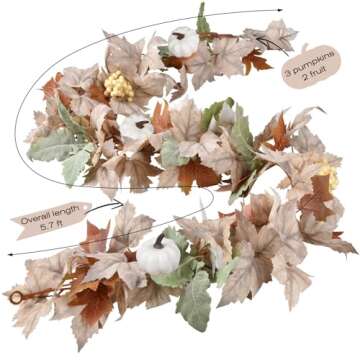 DearHouse 5.9Ft Fall Garland Maple Leaf for Home Decor