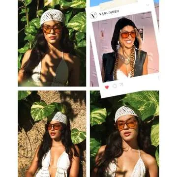 VANLINKER Retro 70s Square Aviator Sunglasses for Women Men Vintage Trendy Rectangle Sun Glasses VL9816,Orange