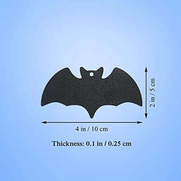 20pcs Black Bat Shape Wood Crafts DIY Cutouts Wooden Hanging Tags Ornaments with Ropes for Halloween...
