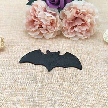 20pcs Black Bat Shape Wood Crafts DIY Cutouts Wooden Hanging Tags Ornaments with Ropes for Halloween Holidays Party Decoration, 4x2 Inch