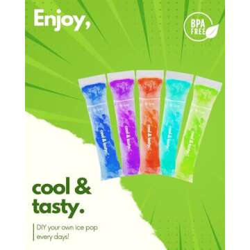ANSMIO 150 Disposable Popsicle Mold Bags with Zip Seals, 8x2" Freezer Tubes for DIY Ice Pops, Yogurt...