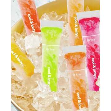 ANSMIO 150 Disposable Popsicle Mold Bags with Zip Seals, 8x2" Freezer Tubes for DIY Ice Pops, Yogurt, Juice & Fruit Smoothies - Includes Funnel, BPA-Free, Ice Pop Molds