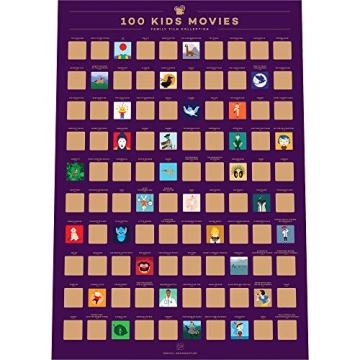 Enno Vatti 100 Kids Movie Scratch Off Poster – Top Family Films of All Time (16.5" x 23.4")- Ultim...