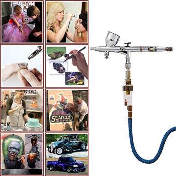 Pinkiou Airbrush Kit with Different Nozzle and Needles Muti-Purpose Dual Action Airbrush Sets with A...