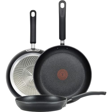 T-fal Experience Non Stick Fry Pan Set 3 Piece, 8, 10.25, 12 Inch Induction Oven Broiler Safe 400F, ...