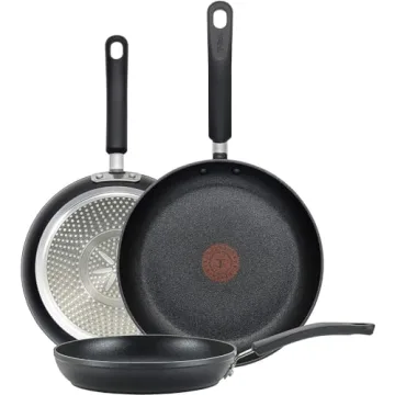 T-fal Experience Non Stick Fry Pan Set 3 Piece, 8, 10.25, 12 Inch Induction Oven Broiler Safe 400F, ...