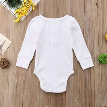Newborn Infant Baby Boys Girls Cotton Romper Clothes Solid Bodysuit Jumpsuit One-Piece (white, 6-12 months)