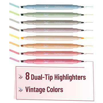 Mr. Pen- Dual Tip Highlighters, Vintage Colors, 8 Pack, Fine & Chisel Tip, Highlighter, Highlighters Assorted Colors, Cute Highlighters, Highlighter Pens, Highlighter Markers