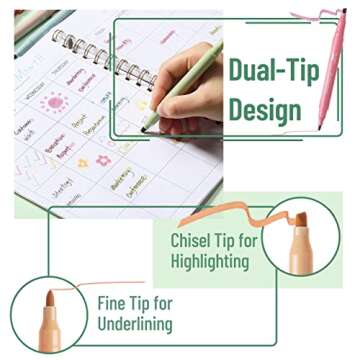 Mr. Pen- Dual Tip Highlighters, Vintage Colors, 8 Pack, Fine & Chisel Tip, Highlighter, Highlighters Assorted Colors, Cute Highlighters, Highlighter Pens, Highlighter Markers