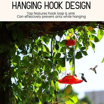 MrCrafts Window Hummingbird Feeders for Outdoors Hanging, 20oz Humming Bird Feeder Including 4 Sucti...