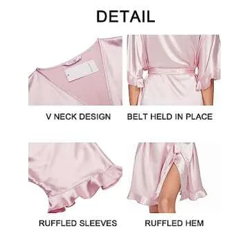 Ekouaer Womens Silk Ruffle Robe for Elegant Loungewear