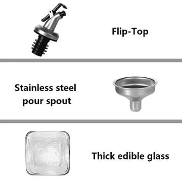 WERTIOO Oil Dispenser Bottle 4 Pack 17 OZ Glass Olive Oil and Vinegar Dispenser Set Oil Container with Funnel & Pen and Tag for Kitchen