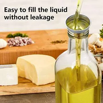 WERTIOO Oil Dispenser Bottle 4 Pack 17 OZ Glass Olive Oil and Vinegar Dispenser Set Oil Container with Funnel & Pen and Tag for Kitchen