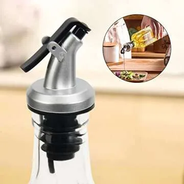 WERTIOO Oil Dispenser Bottle 4 Pack 17 OZ Glass Olive Oil and Vinegar Dispenser Set Oil Container with Funnel & Pen and Tag for Kitchen