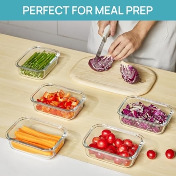 Vtopmart 5Pack 22oz Glass Storage Containers - Durable Meal Prep Solutions