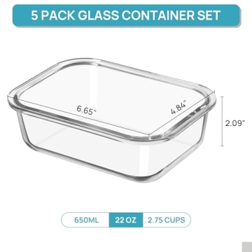 Vtopmart 22oz Glass Meal Prep Containers with Airtight Lids
