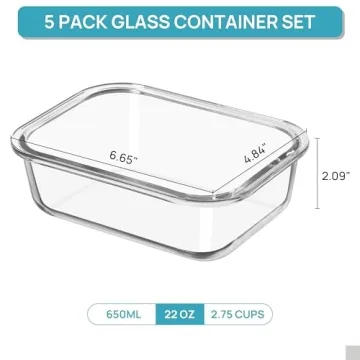 Vtopmart 22oz Glass Meal Prep Containers with Airtight Lids