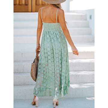 CUPSHE Women's Summer Dresses Sleeveless Lace Casual Tassel Beach Spaghetti Straps Flowy Maxi Sun Dr...