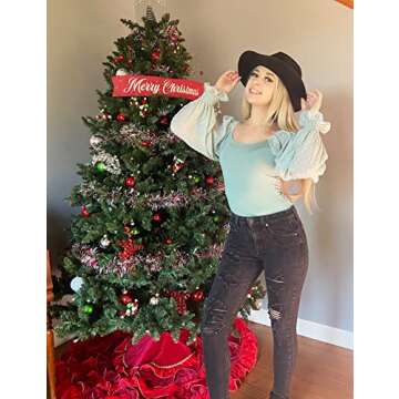 Zeagoo Women's Square Neck Puff Long Sleeve Bodysuit Off Shoulder Leotard