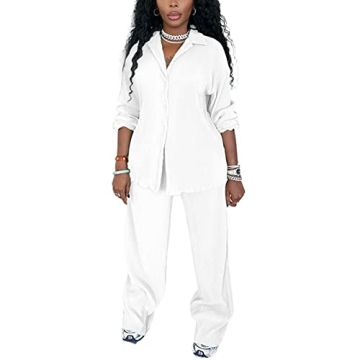 Kaimimei Stylish Wide Leg Two Piece Pants Set for Women