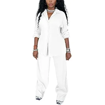 Kaimimei Stylish Wide Leg Two Piece Pants Set for Women