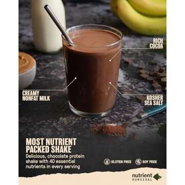 Nutrient Survival Creamy Chocolate Whey Protein Shake - Gluten-Free