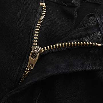 THUNDER STAR Women Mid Rise Ripped Stretchy Jeans Shorts Frayed Raw Hem Casual Denim Shorts Black1# L