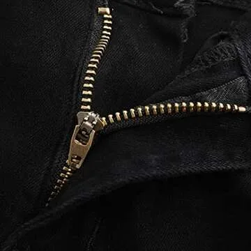 THUNDER STAR Women Mid Rise Ripped Stretchy Jeans Shorts Frayed Raw Hem Casual Denim Shorts Black1# L