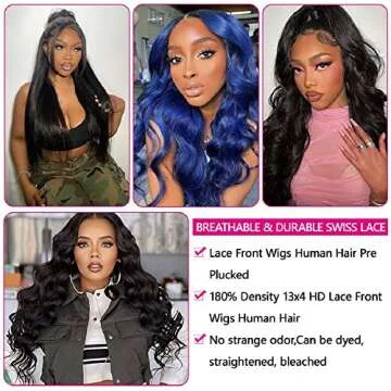 26 Inch Body Wave Lace Front Wigs Human Hair 180% Density 13x4 HD Transparent Lace Front Wigs Pre Plucked Bleached Knots Glueless Brazilian Frontal Wigs Human Hair for Women Natural Black