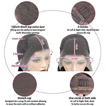 26 Inch Body Wave Lace Front Wigs Human Hair 180% Density 13x4 HD Transparent Lace Front Wigs Pre Plucked Bleached Knots Glueless Brazilian Frontal Wigs Human Hair for Women Natural Black