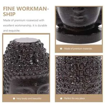 Wooden Sakyamuni Buddha Head Statue for Serenity and Decoration