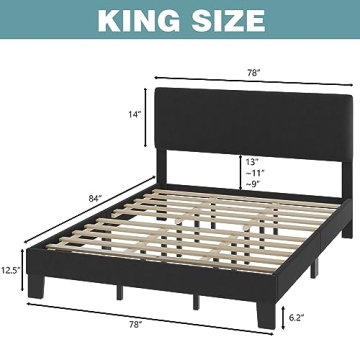 Lifezone King Bed Frame with Adjustable Headboard for Style