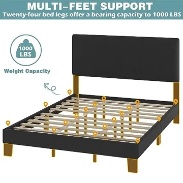 Lifezone King Bed Frame with Adjustable Headboard for Style