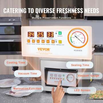 VEVOR Chamber Vacuum Sealer DZ-260C Kitchen Food Chamber Vacuum Sealer, 110V Packaging Machine Sealer for Food Saver, Home, Commercial Using