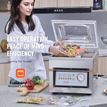 VEVOR Chamber Vacuum Sealer DZ-260C Kitchen Food Chamber Vacuum Sealer, 110V Packaging Machine Sealer for Food Saver, Home, Commercial Using