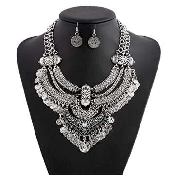 Stunning Coin Bib Alloy Statement Necklace for Women