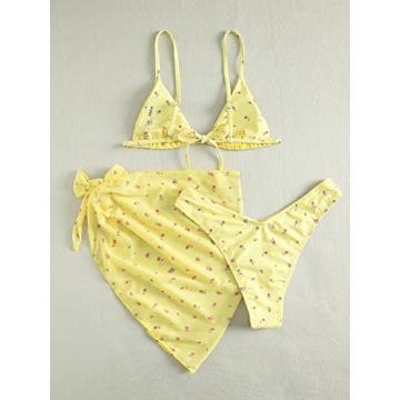 COZYEASE Women's Floral Triangle High Waisted Swimsuit