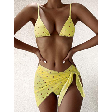 COZYEASE Women's Floral Triangle High Waisted Swimsuit