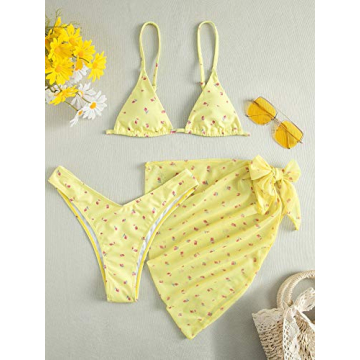 COZYEASE Women's Floral Triangle High Waisted Swimsuit