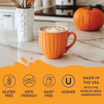 Jordan's Skinny Syrups Sugar Free Coffee Syrup, Pumpkin Spice Flavor Drink Mix, Zero Calorie Flavoring for Chai Latte, Protein Shake, Food & More, Gluten Free, Keto Friendly, 25.4 Fl Oz, 1 Pack