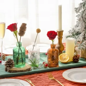 ComSaf Vintage Glass Bud Vases Set of 6 for Home Decor