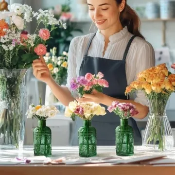 ComSaf Vintage Glass Bud Vases Set of 6 for Home Decor