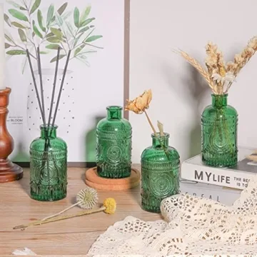 ComSaf Vintage Glass Bud Vases Set of 6 for Home Decor