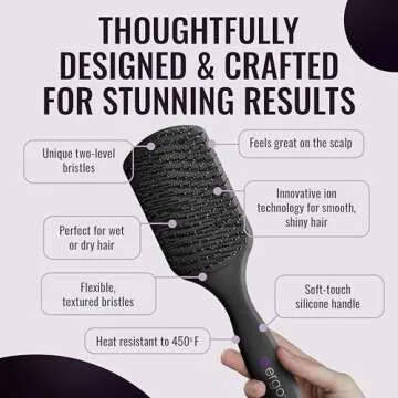 Ergo Super Gentle Mini Paddle Brush for Blow Drying - Hair Brushes for Women with Thick or Thin Hair - Dual Hairbrush for Women - Detangler Hair Brush - Gently Detangles Curly or Wet Hair - ERG750