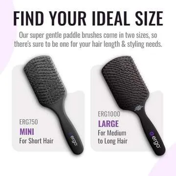 Ergo Super Gentle Mini Paddle Brush for Blow Drying - Hair Brushes for Women with Thick or Thin Hair - Dual Hairbrush for Women - Detangler Hair Brush - Gently Detangles Curly or Wet Hair - ERG750