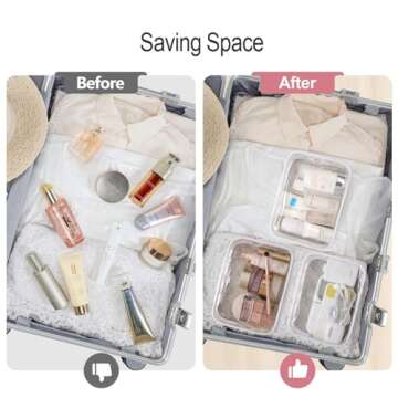 PACKISM Clear Makeup Bags - 2 Pack Quart Size Travel Bag TSA Approved Clear Travel Bags for Toiletries, Clear Cosmetic Bags Carry on Clear Toiletry Bag TSA Approved Toiletry Bags, White