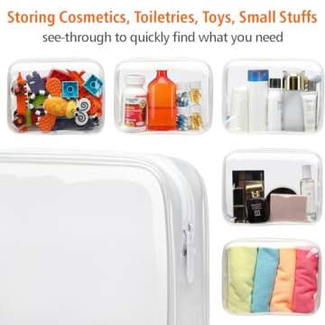 PACKISM Clear Makeup Bags - 2 Pack Quart Size Travel Bag TSA Approved Clear Travel Bags for Toiletries, Clear Cosmetic Bags Carry on Clear Toiletry Bag TSA Approved Toiletry Bags, White