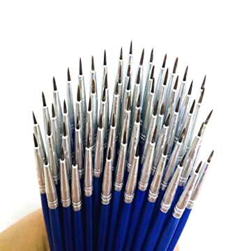 60 Pack Artists' Pointed Round Brush,Synthetic Bristles Painting,Detail Paint Brush,Nail Brushes for Miniature or Details Painting,Coloring,Drawing by Acrylic, Oil,Ink and Watercolor (S(#0))