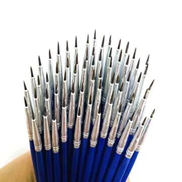 60 Pack Artists' Pointed Round Brush,Synthetic Bristles Painting,Detail Paint Brush,Nail Brushes for Miniature or Details Painting,Coloring,Drawing by Acrylic, Oil,Ink and Watercolor (S(#0))